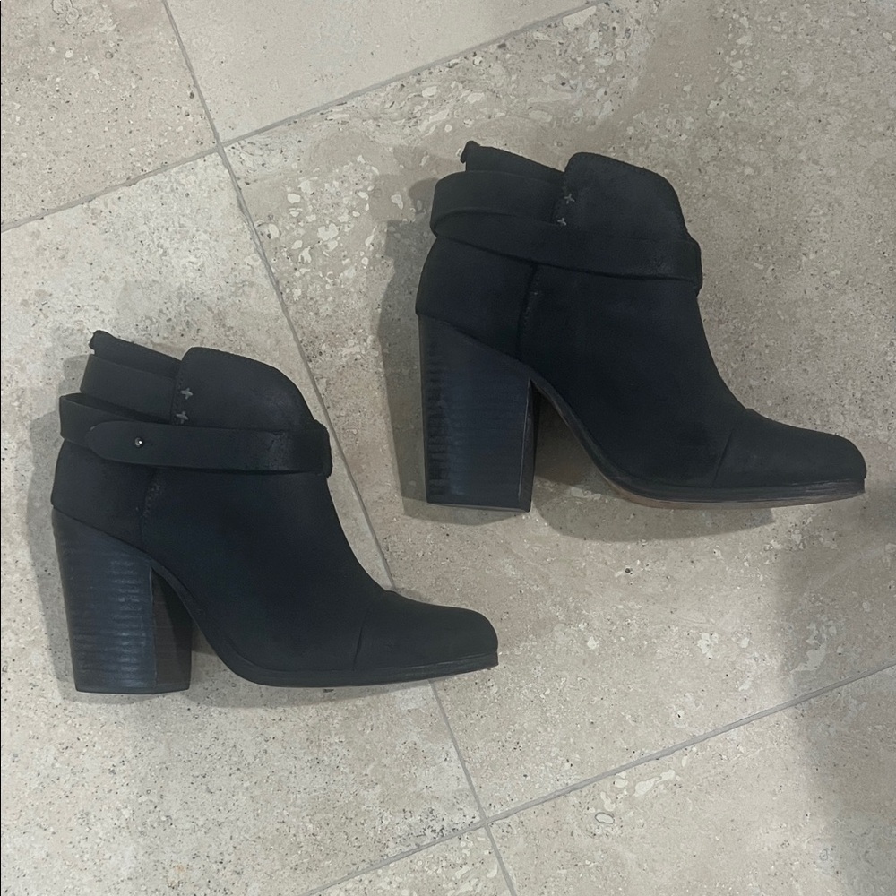 rag & bone Harrow Black Brushed Leather Ankle Boots. 38